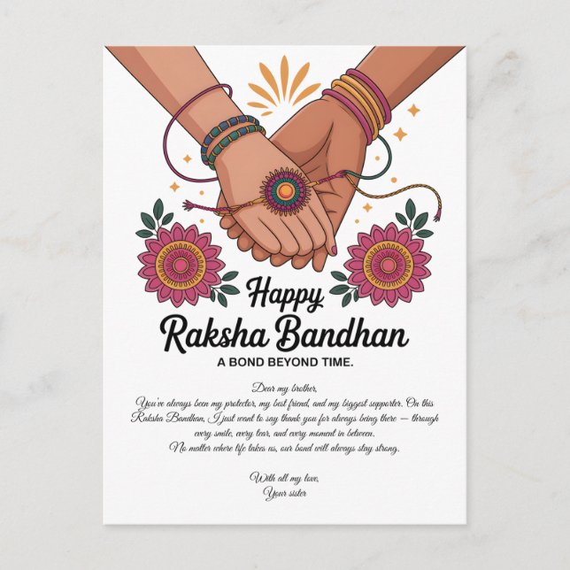 Happy Raksha Bandhan poste Card (Front)