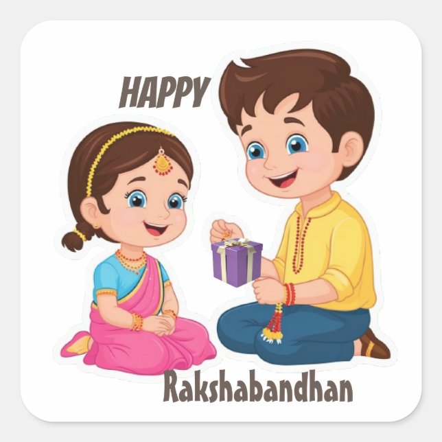 Happy Rakshabandhan Sticker Celebrate Sibling Love (Front)