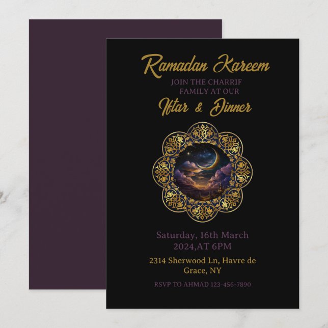 Happy Ramadan Kareem 2025 Iftar dinner Party Invitation (Front/Back)