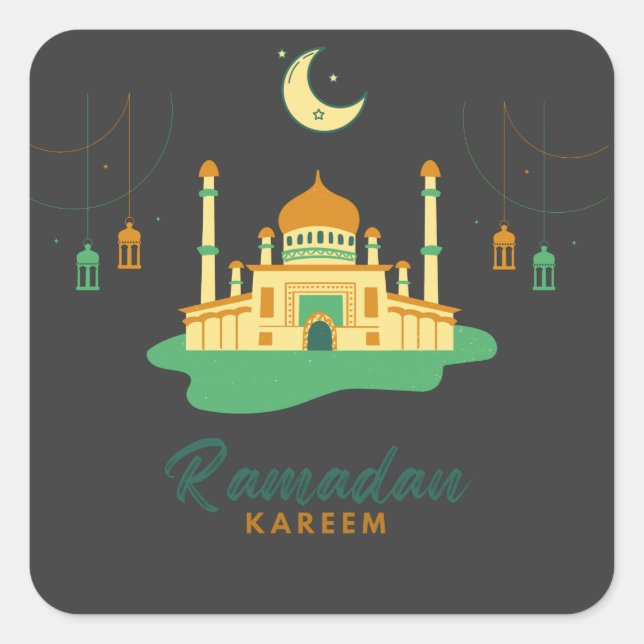 Happy Ramadan Kareem And Eid Mubarak 2022  Square Sticker (Front)