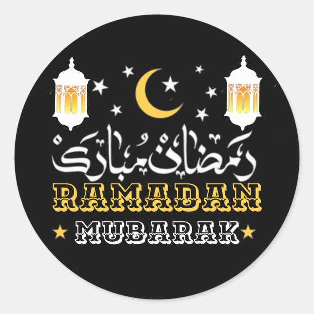 Happy Ramadan Kareem And Eid Mubarak 2024 Classic Round Sticker (Front)