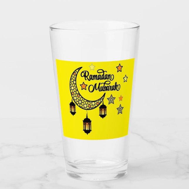 Happy Ramadan Kareem And Eid Mubarak 2025 Glass (Front)