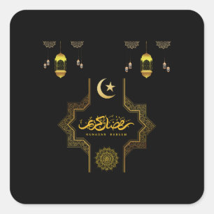 Happy Ramadan Kareem -Eid Mubarak Wishes   Square Sticker
