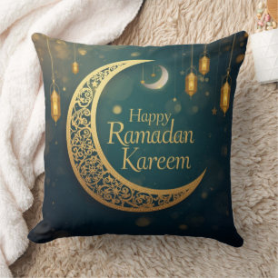 Happy Ramadan Kareem Moon & Lantern Pillow