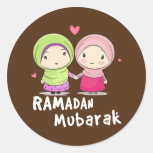 Happy Ramadan Mubarak Holy Month Calligraphy With Classic Round Sticker