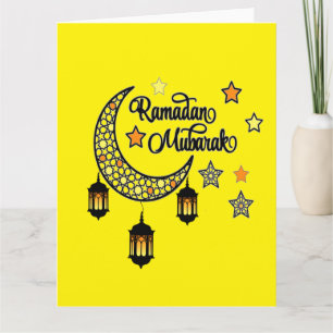 Happy Ramadan Mubarak Kareem Crescent lantern  Card