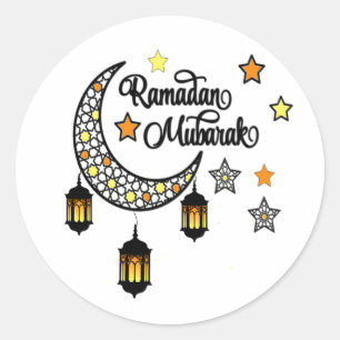 Happy Ramadan Mubarak Kareem Crescent lantern  Classic Round Sticker