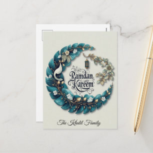 Happy Ramadan Mubarak   Ramadan Kareem Blue Muslim Holiday Postcard