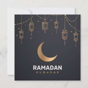 Happy Ramadan Mubarak   Ramadan Kareem Gold Muslim Holiday Card