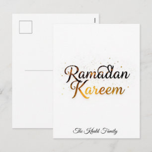 Happy Ramadan Mubarak Ramadan Kareem Gold Muslim Holiday Postcard