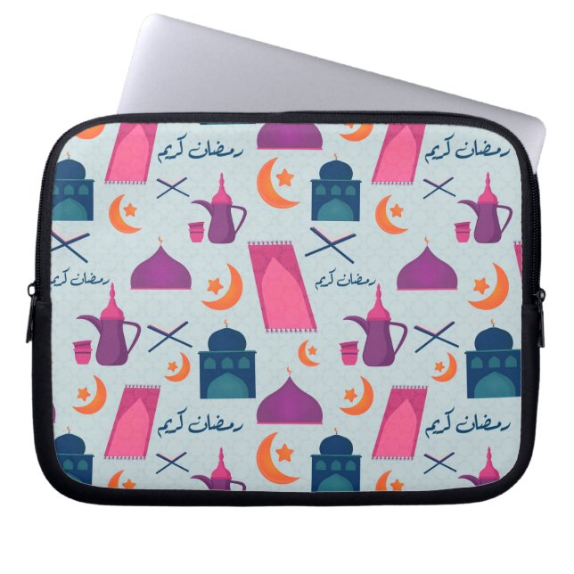 Happy Ramadan Pattern Laptop Sleeve (Front)