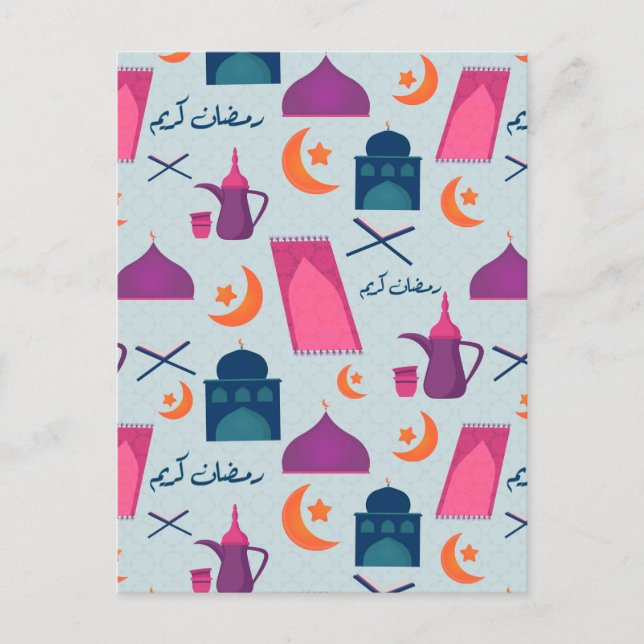 Happy Ramadan Pattern Postcard (Front)
