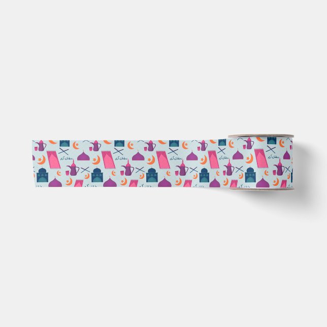 Happy Ramadan Pattern Satin Ribbon (Front)