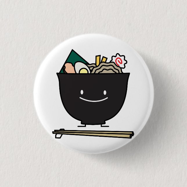 Happy Ramen Bowl 3 Cm Round Badge (Front)