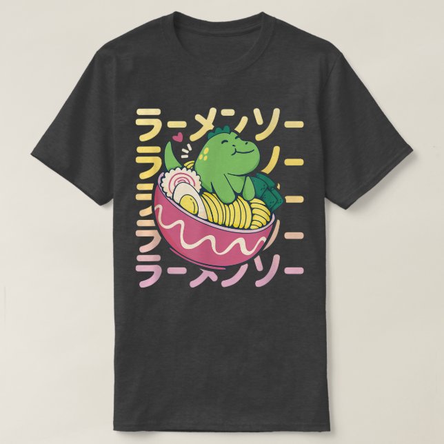 Happy Ramen T-Rex  T-Shirt (Design Front)