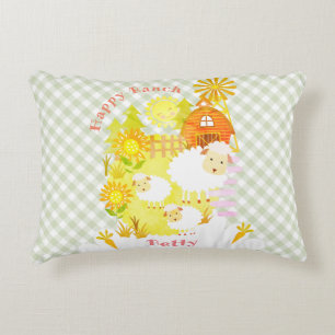 Happy Ranch Sheep Personalised. Decorative Cushion