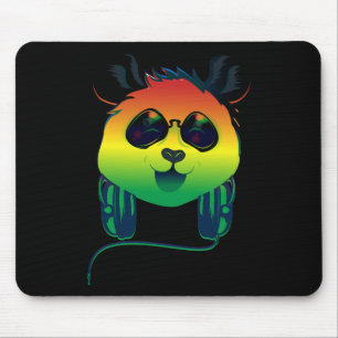 Happy Rasta Coloured Panda Bear Face With Sunglass Mouse Mat