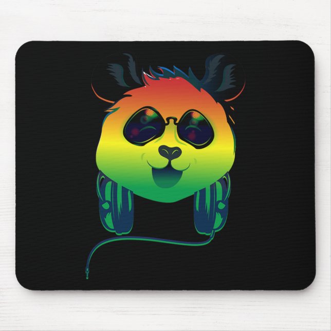 Happy Rasta Coloured Panda Bear Face With Sunglass Mouse Mat (Front)