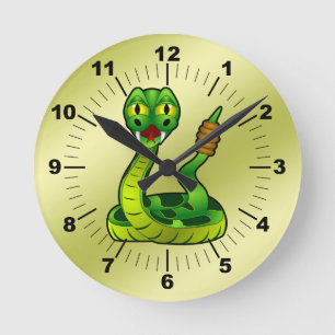 Happy rattlesnake round clock
