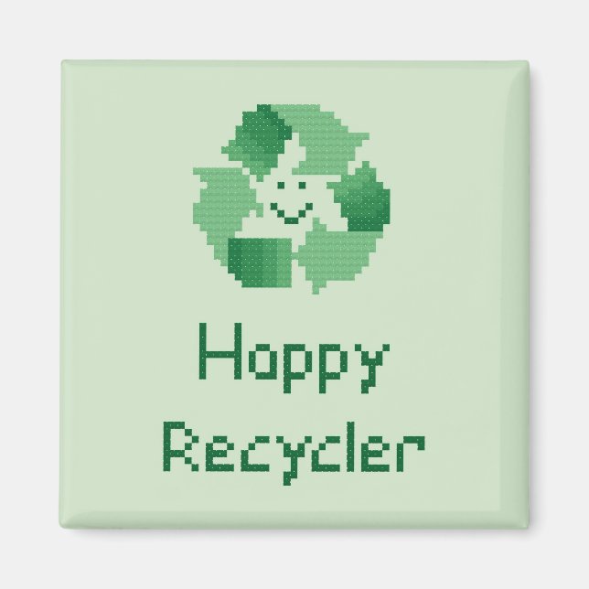 Happy Recycler Cross Stitch Pattern Magnet (Front)