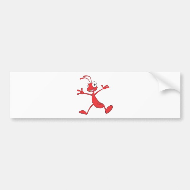Happy Red Ant Jumping for Joy Bumper Sticker (Front)