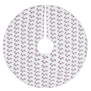 Happy red ants ice skating cartoon brushed polyester tree skirt