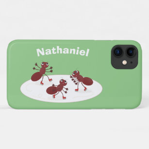 Happy red ants ice skating cartoon Case-Mate iPhone case