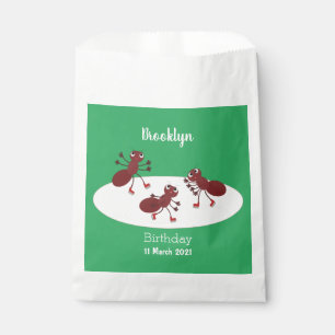 Happy red ants ice skating cartoon favour bags