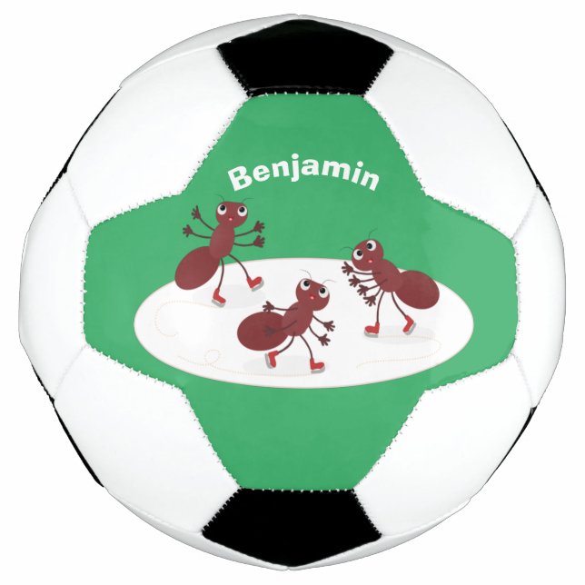 Happy red ants ice skating cartoon football (Front)