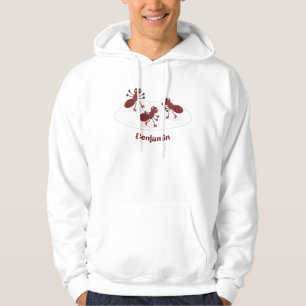 Happy red ants ice skating cartoon hoodie