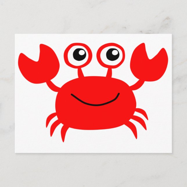 Happy Red Cartoon Crab Postcard (Front)