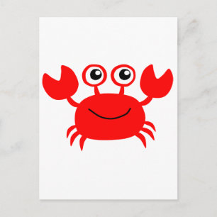Happy Red Cartoon Crab Postcard