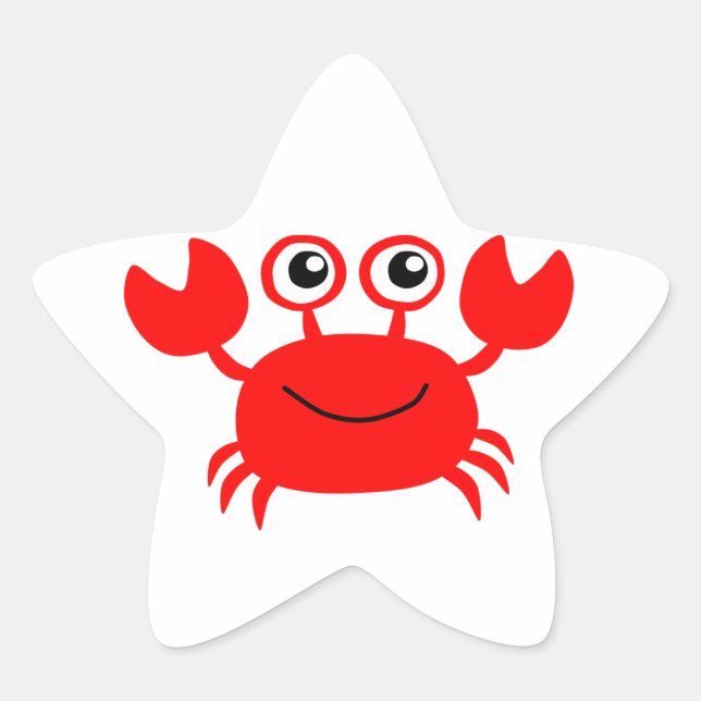 Happy Red Cartoon Crab Star Sticker (Front)