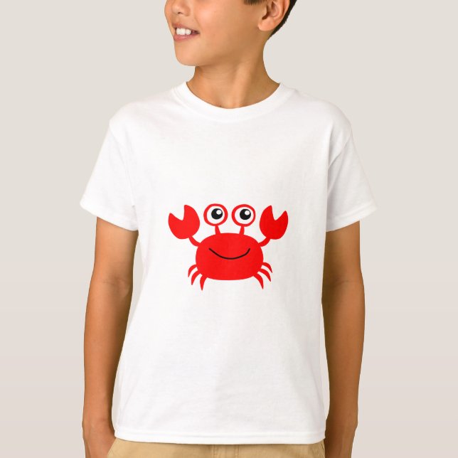 Happy Red Cartoon Crab T-Shirt (Front)