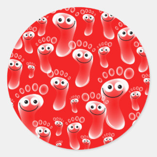 Happy Red Feet Classic Round Sticker