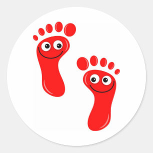 Happy Red Feet Classic Round Sticker