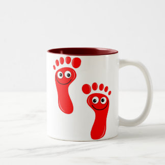 Happy Red Feet Two-Tone Coffee Mug