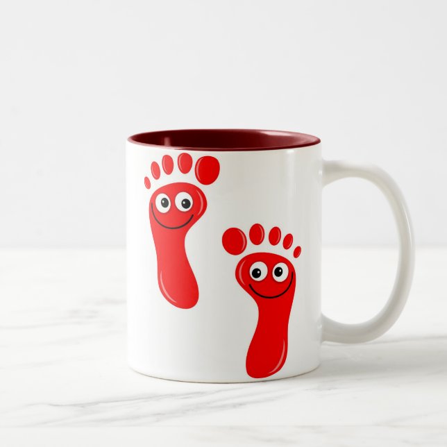 Happy Red Feet Two-Tone Coffee Mug (Right)