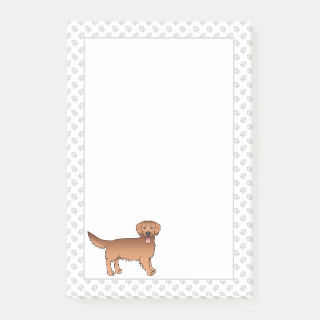 Happy Red Golden Retriever Cartoon Dog With Paws Post-it Notes (Front)