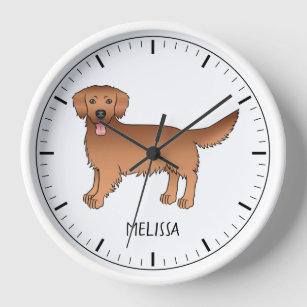 Happy Red Golden Retriever Cute Dog With A Name Clock