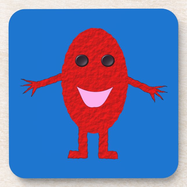 Happy Red Grape Cork Coaster (Front)