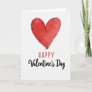 Happy Red Heart Valentines Day Card