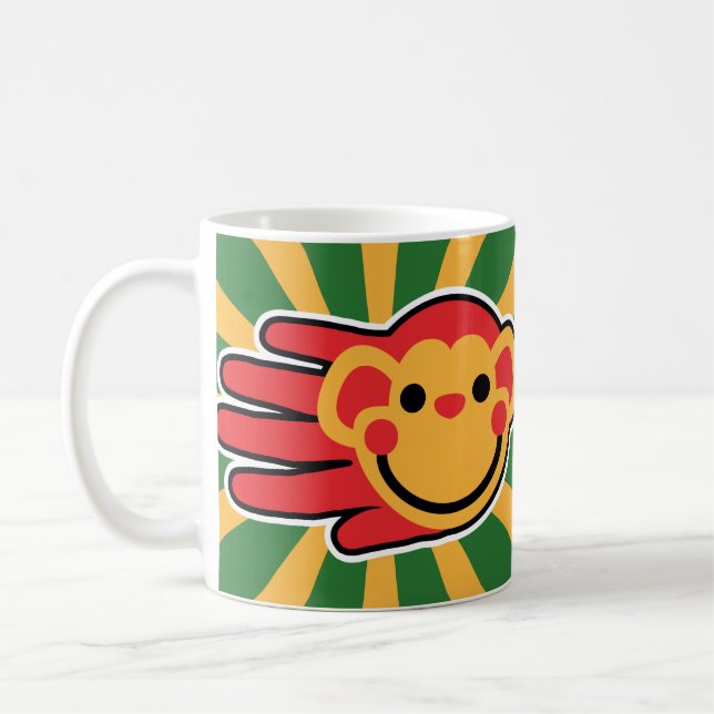 Happy Red Monkey Face Coffee Mug (Left)
