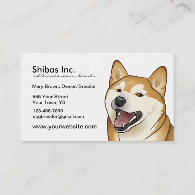 Happy Red Shiba Inu Customisable Business Card (Back)