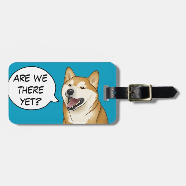 Happy Red Shiba Inu Dog Customisable Tag (Front Horizontal)