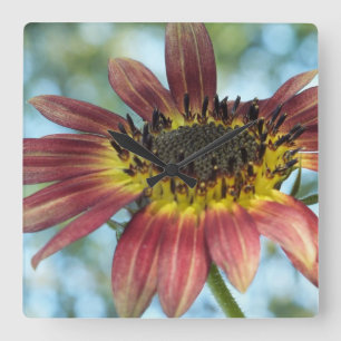 Happy Red Sunflower Wall Clock