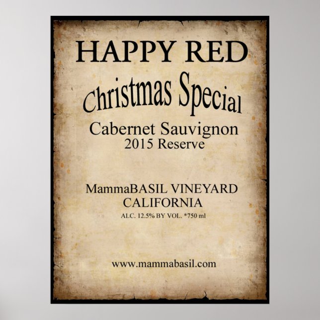 Happy Red Wine Christmas Poster! Poster (Front)