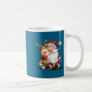 Happy Reindeer And Santa Christmas Illustration Pr Coffee Mug