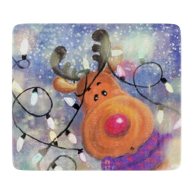 Happy Reindeer - Christmas Cutting Board (Front)