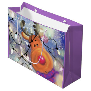 Happy Reindeer Christmas Gift Bag